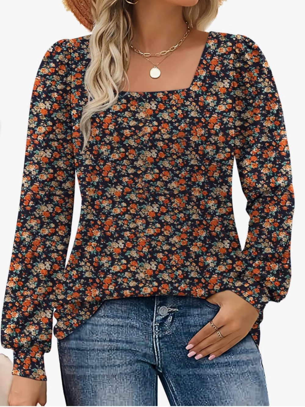 Rapbin Womens Square Neck Puff Sleeve Tops Dressy Casual Eyelet XXL blouse NWOT